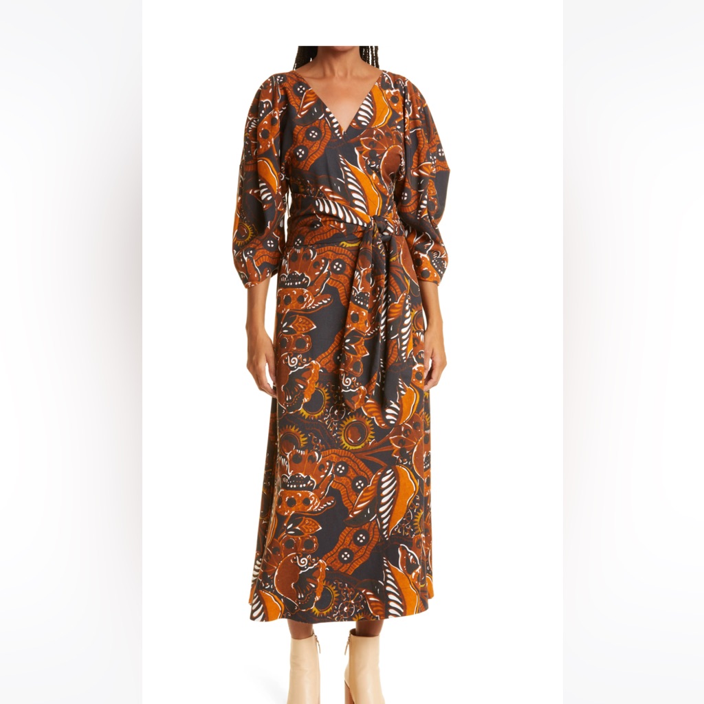 Mara Hoffman Black Brown Maxi Wrap Dress